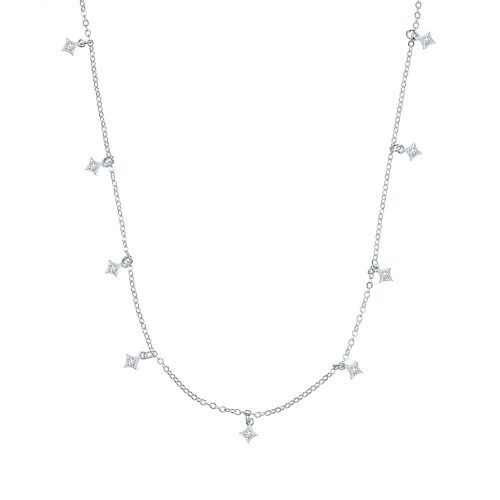 Sterling Silver Petite CZ Charm Necklace