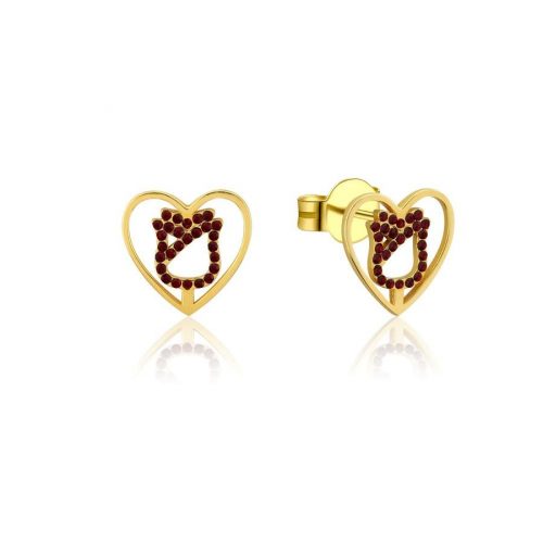 Enchanted Rose Heart Stud Earrings Yellow Gold