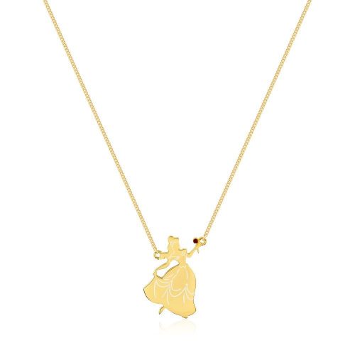 Sterling Silver Belle Enchanted Rose Necklace Yellow Gold