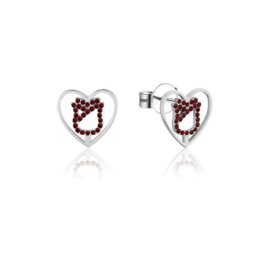 Enchanted Rose Heart Stud Earrings Silver