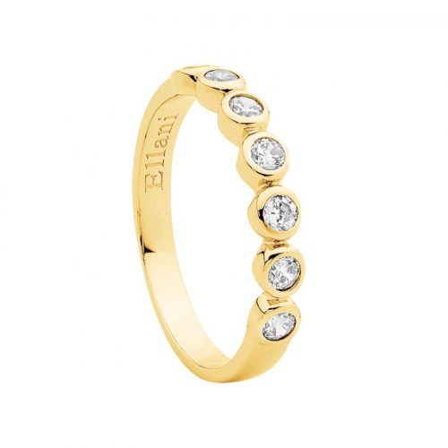 Sterling Silver CZ Bezel Set Ring Yellow Gold