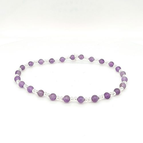 Amethyst and Silver Ball Bracelet