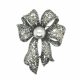 Lace Bow with Silver Faux Pearl Brooch Black