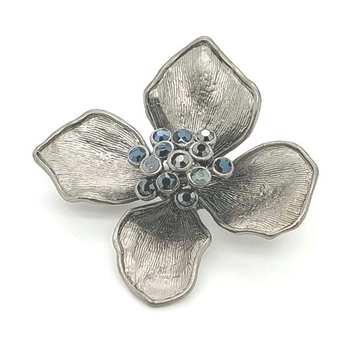 Gun-metal Colour Small Flower Brooch