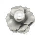 Faux Pearl Flower Brooch Gun Metal Colour