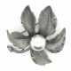 Faux Pearl Maple Leaf Brooch Gun Metal Colour