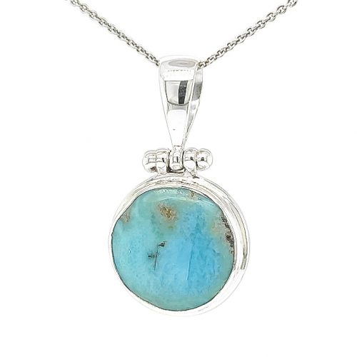 Round Turquoise Pendant in Silver