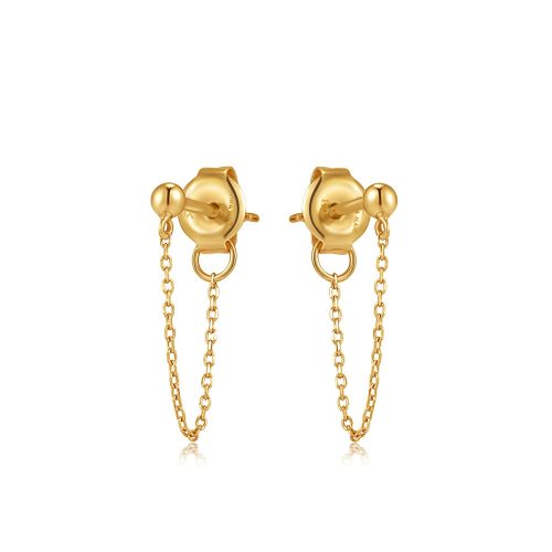 14kt Gold Chain Drop Stud Earrings