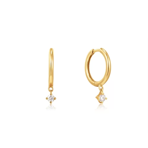 14kt Gold Natural Diamond Drop Huggie Hoop Earrings