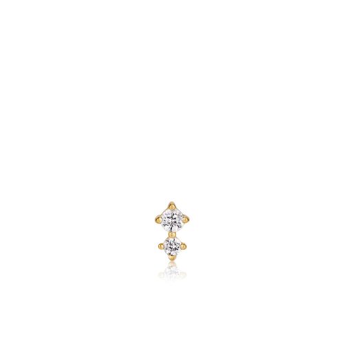 Gold Double Sparkle Barbell Single Earring