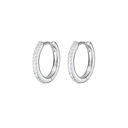 Sterling Silver CZ Huggie Earrings 10 mm