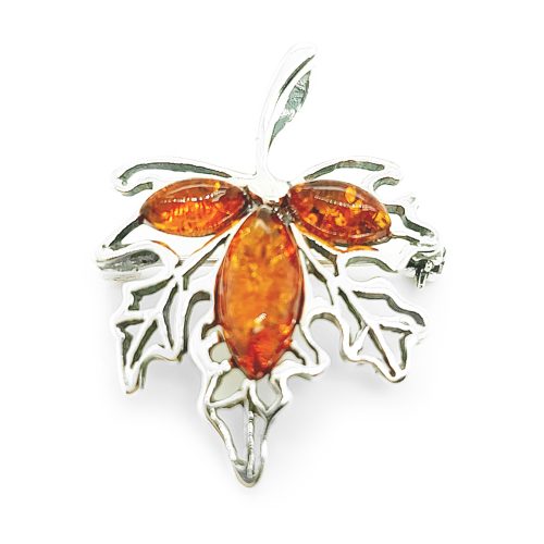 Genuine Baltic Amber Maple Brooch 429