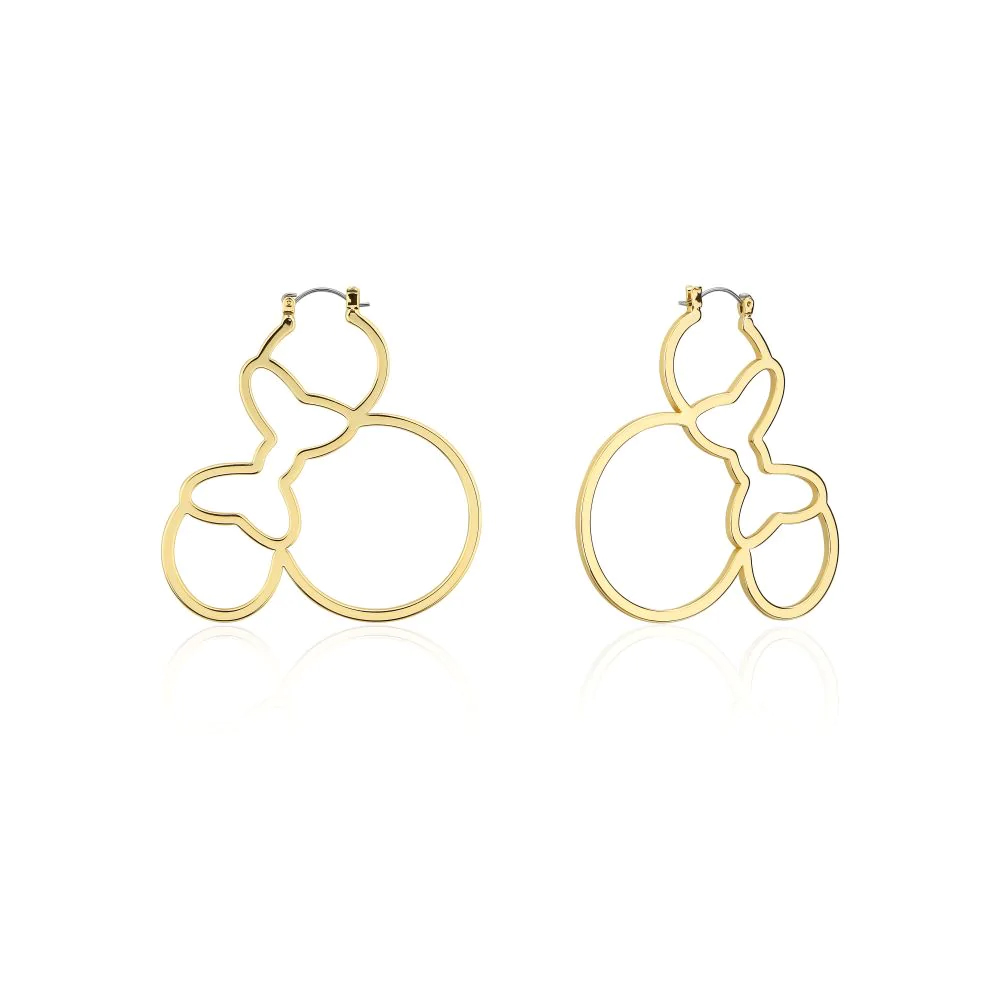 Minnie Mouse Outline Hoop Earrings Yellow gold