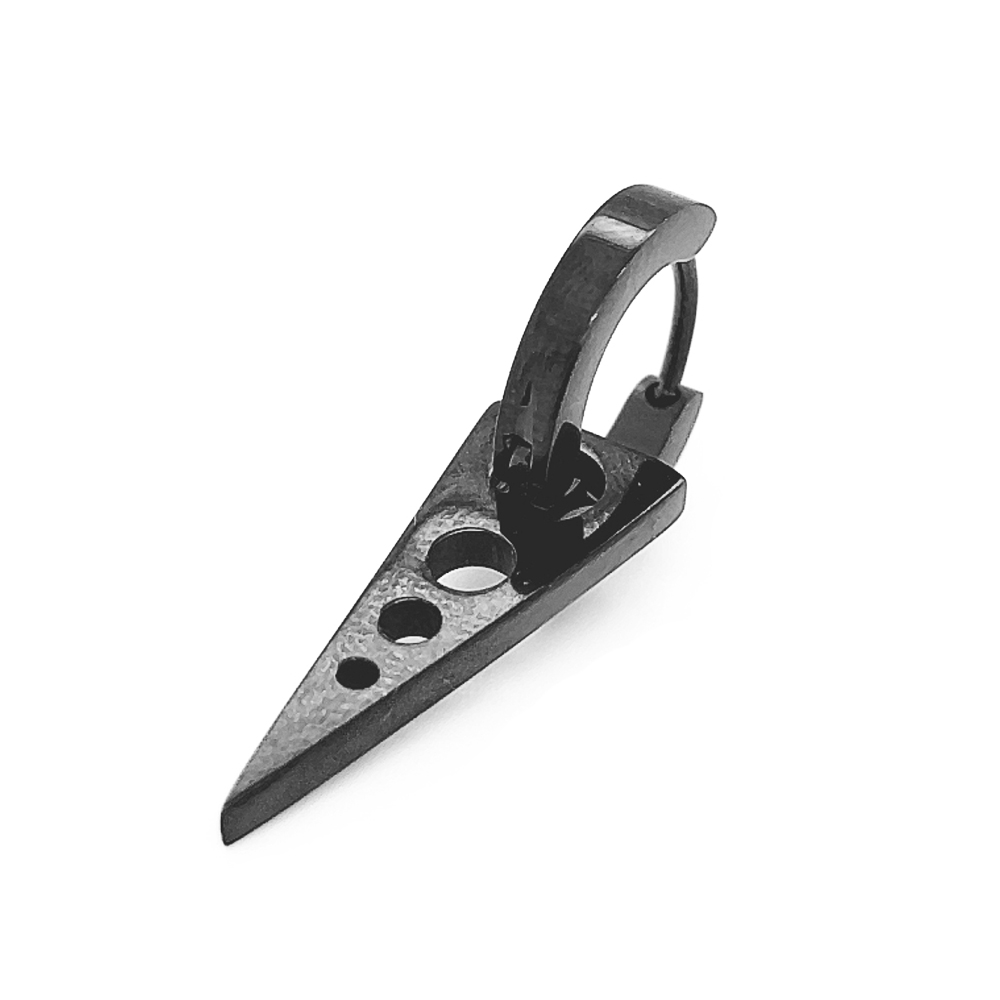 Black Stainless Steel Single Drop Adjustable Earring