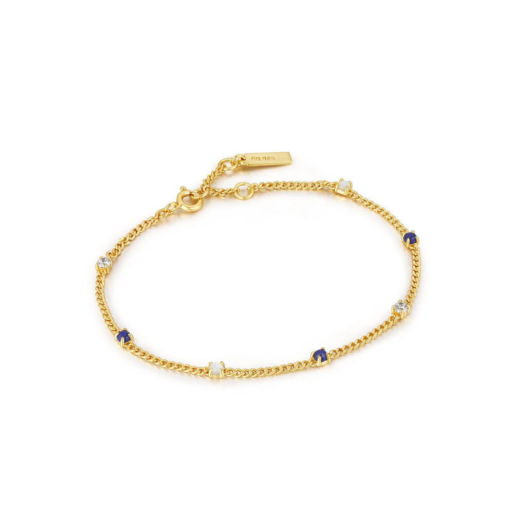 Gold Lapis Chain Bracelet