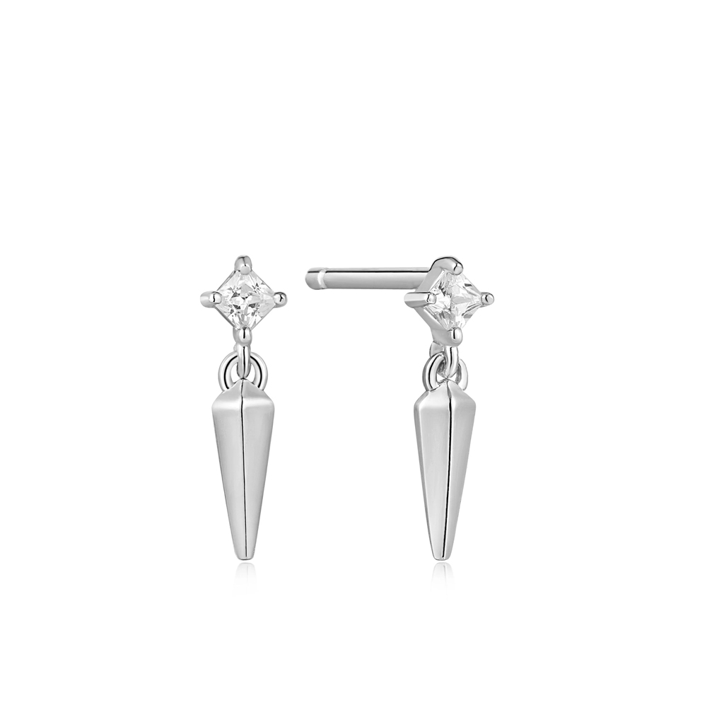 Silver Sparkle Spike Stud Earrings