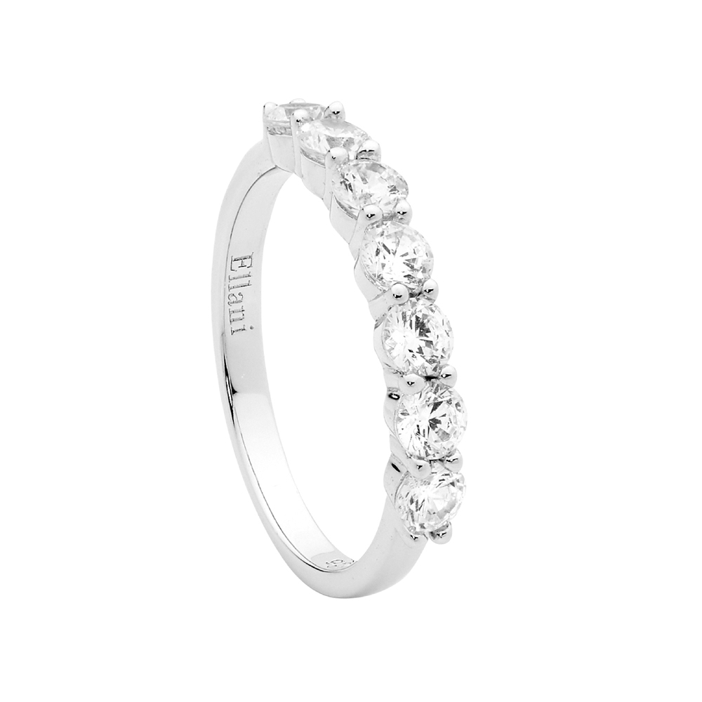 Rhodium Plated Sterling Silver White CZ Ring