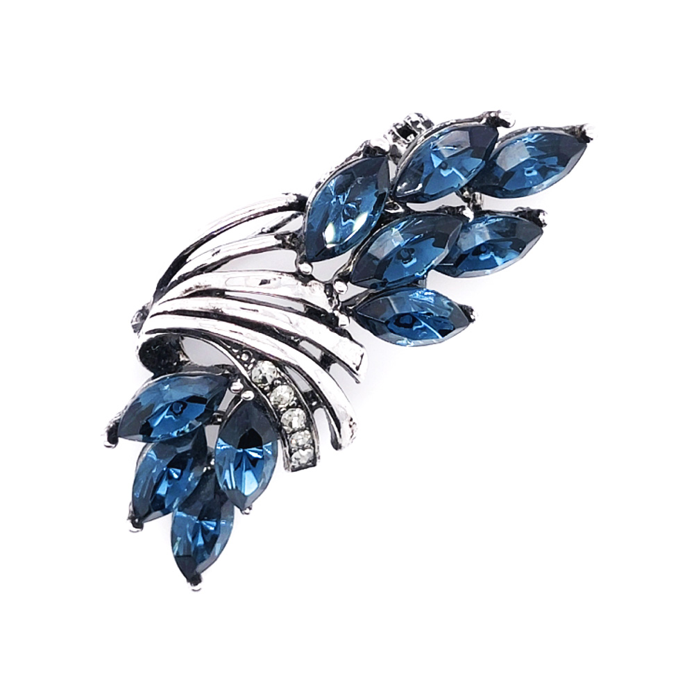 Sapphire Blue Colour Boat Crystal Brooch