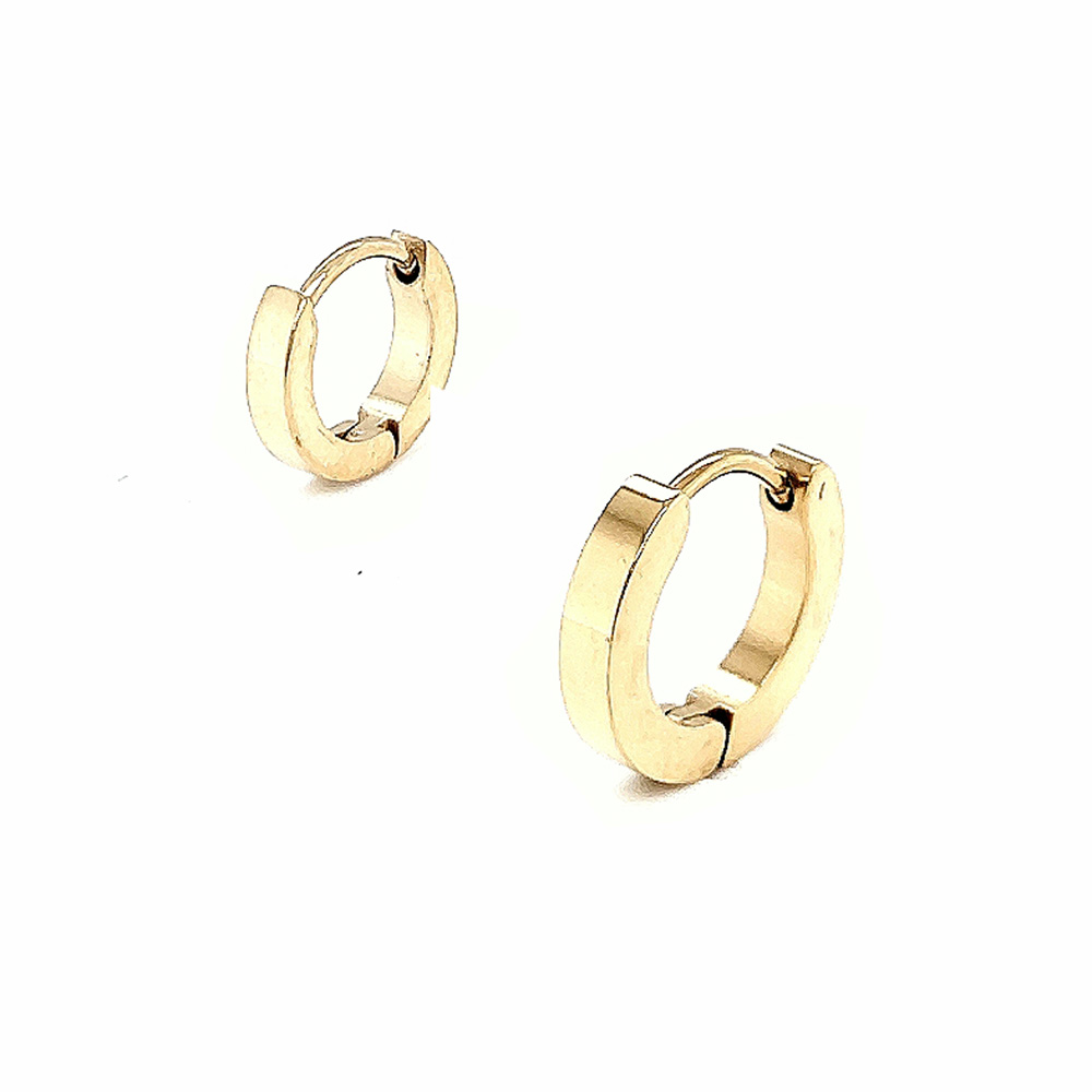 Stainless Steel Single Huggie Earring Yellow Gold