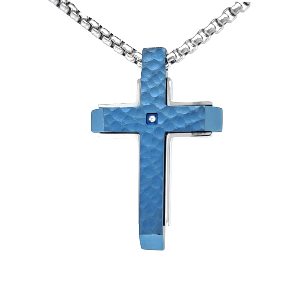 Stainless Steel Blue Cross Pendant