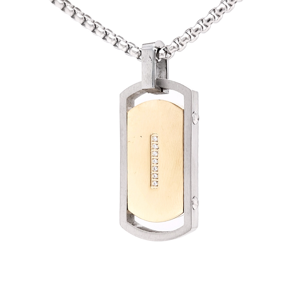 Stainless Steel Two Tone Dog Tag Pendant