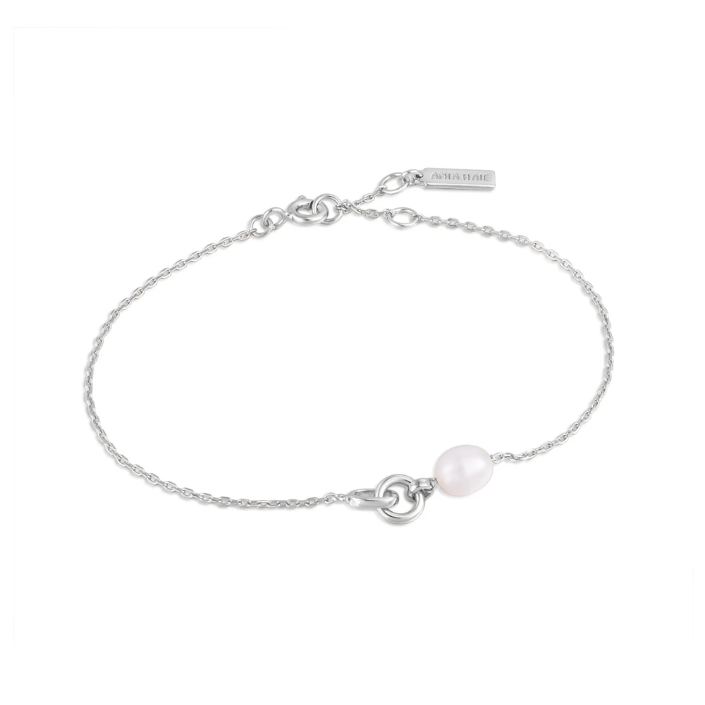 Silver Pearl Link Chain Bracelet