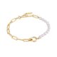 Gold Pearl Chunky Link Chain Bracelet