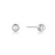 Silver Pearl Cabochon Stud Earrings