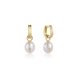 Gold Pearl Drop Sparkle Huggie Hoop Earrings