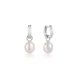 Silver Pearl Drop Sparkle Huggie Hoop Earrings