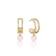 Gold Orb Rose Quartz Stud Mini Hoop Earrings