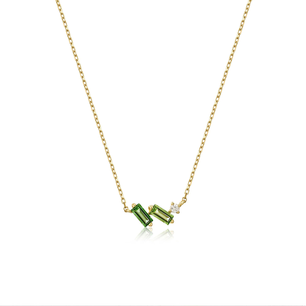 14kt Gold Tourmaline and White Sapphire Necklace
