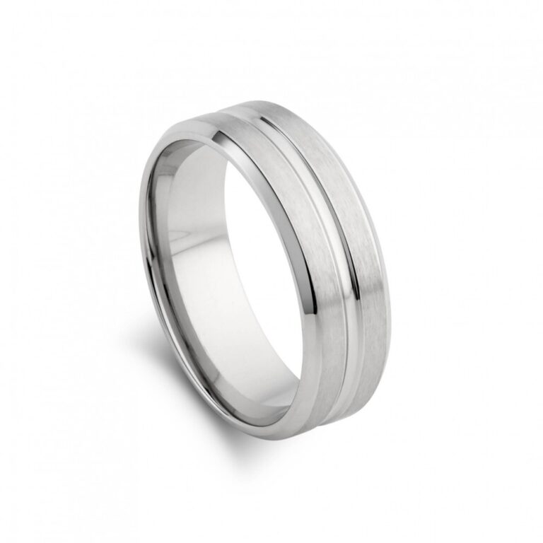 Stainless Steel Engraved Line Ring