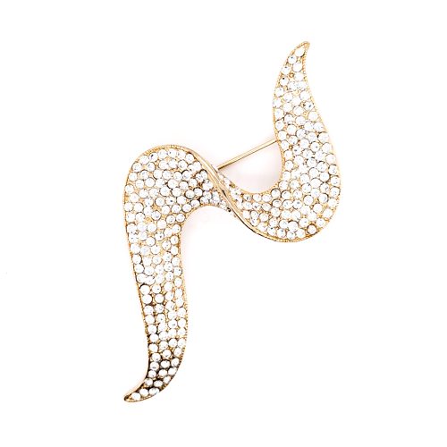 Crystal Wave Brooch Yellow Gold