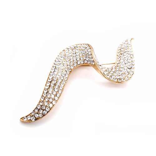 Crystal Wave Brooch Yellow Gold