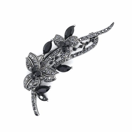 Black Crystal Flower Bouquet Brooch