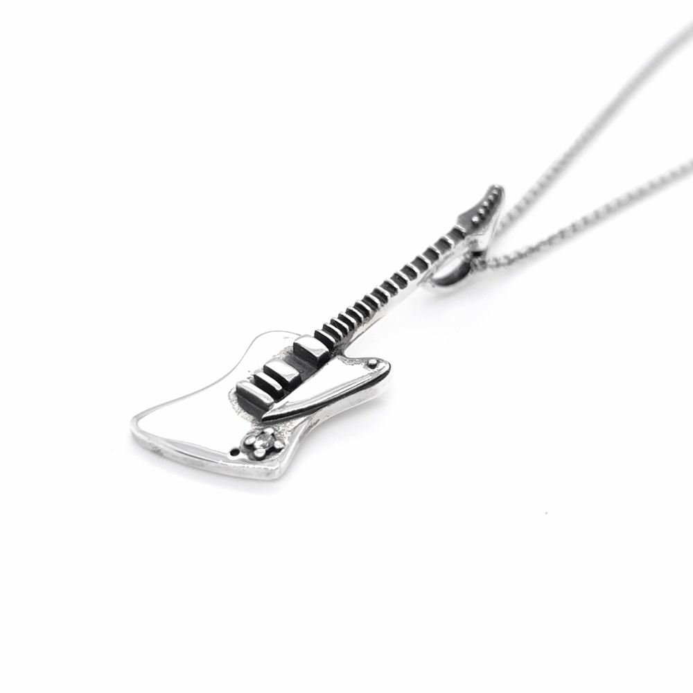 Sterling Silver Electric Guitar Necklace