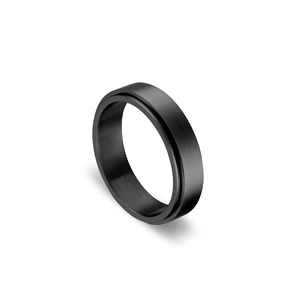 Stainless Steel Fidget Spinning Ring Black
