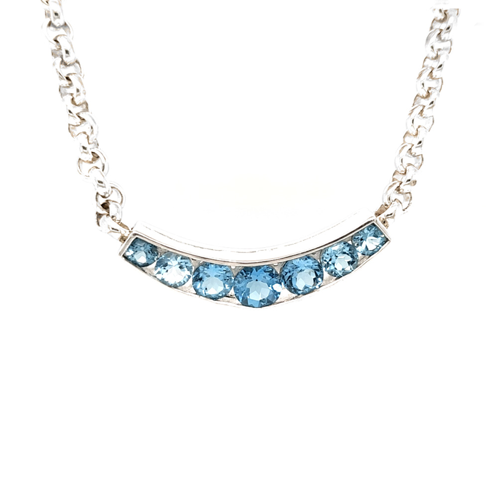 London Blue and Swiss Blue Topaz Silver Necklace
