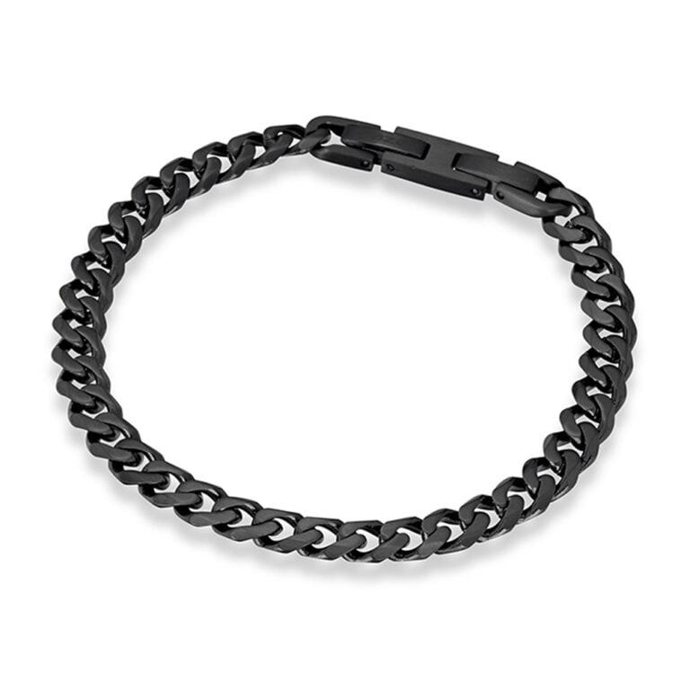 Adjustable Stainless Steel Cuban Link Bracelet Black