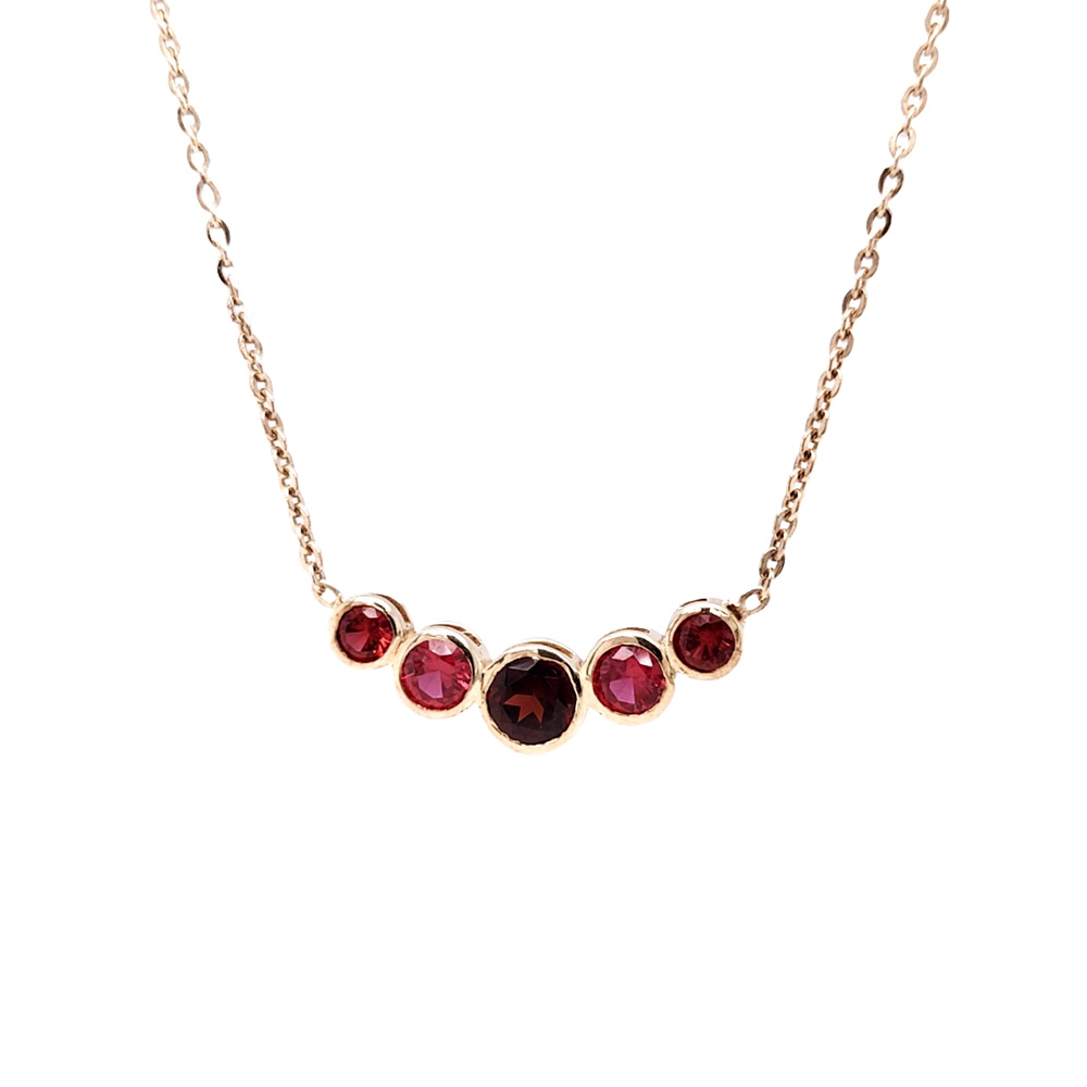 Garnet and Created Ruby Yellow Gold Plated Silver Necklace