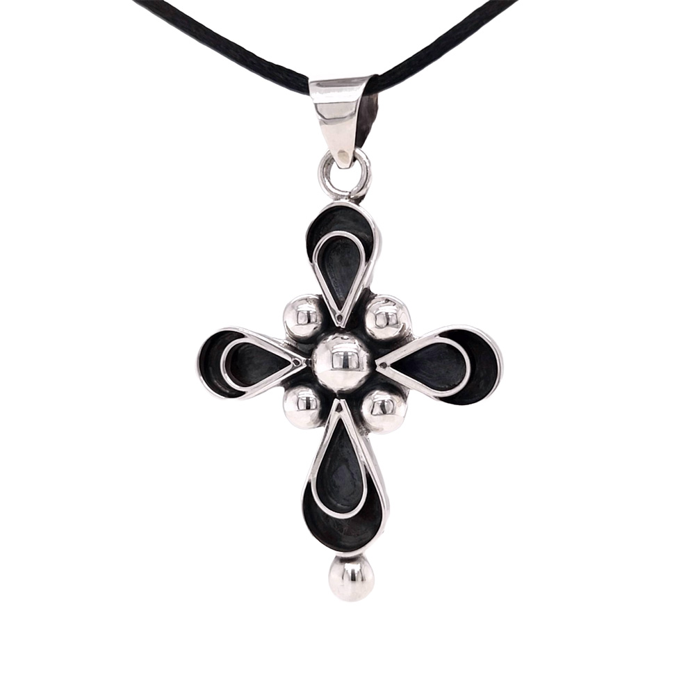 Oxidized Silver Artisan Cross Necklace