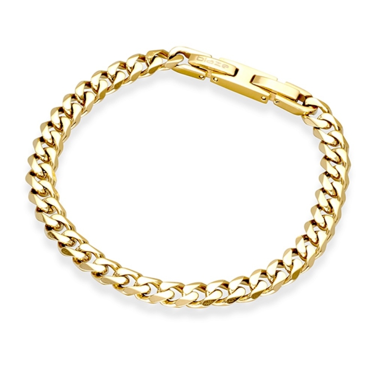 Adjustable Stainless Steel Cuban Link Bracelet Yellow Gold