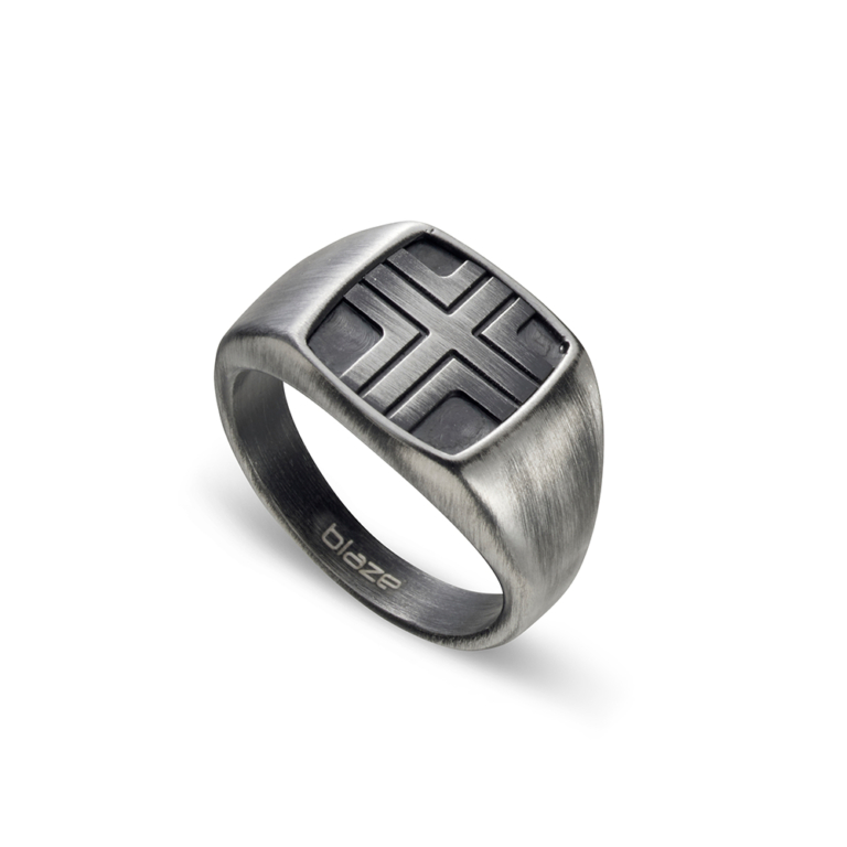 Stainless Steel Antique Finish Signet Ring