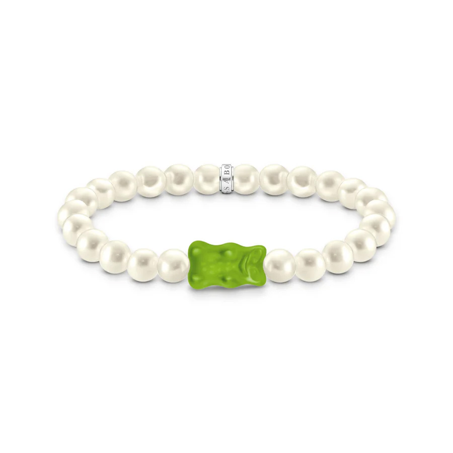 Pearl bracelet with Goldbear Apple Green