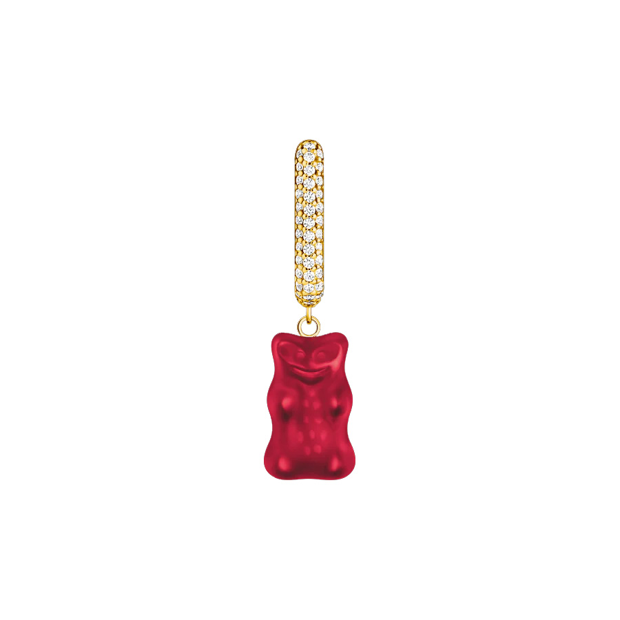 Large Single Gold-plated Creole Strawberry Red Goldbear