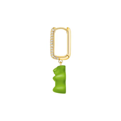 Large Single Gold-plated Creole Apple Green Goldbear