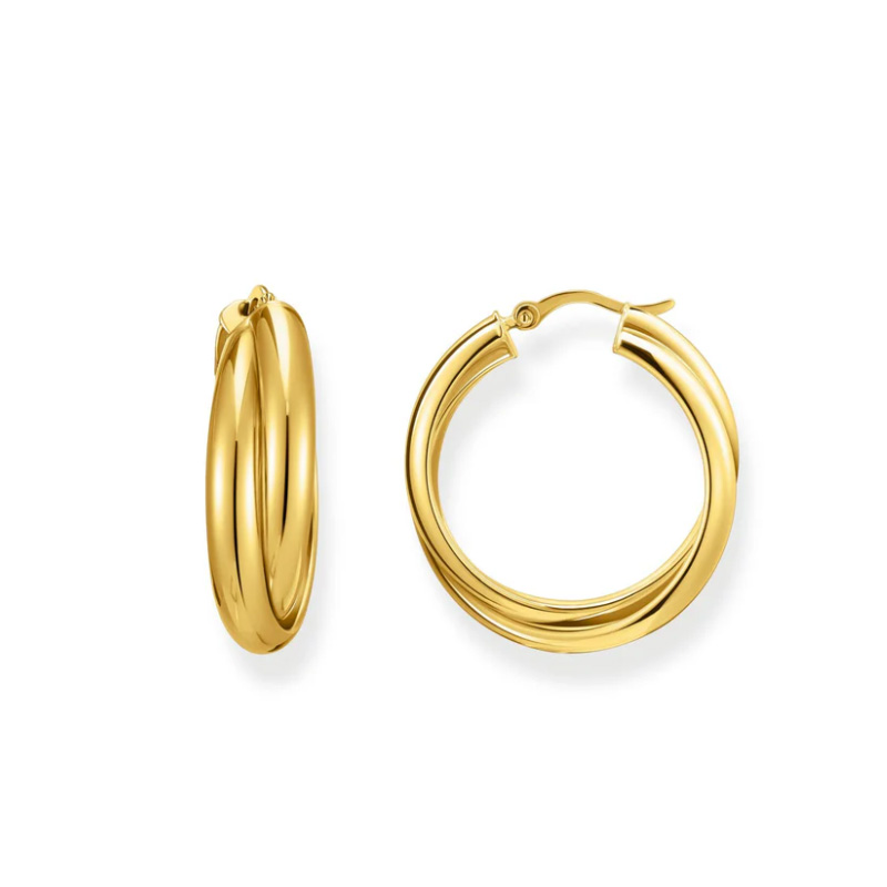 Hoop Earrings Intertwined Design Gold