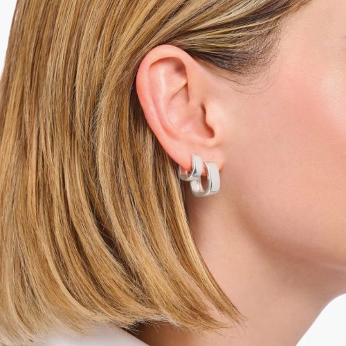 Hoop Earrings in Angular Shape Mini Silver