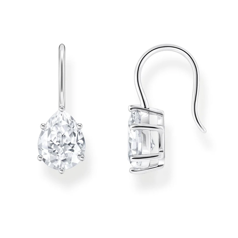 Earrings with White Drop-shaped Zirconia Silver